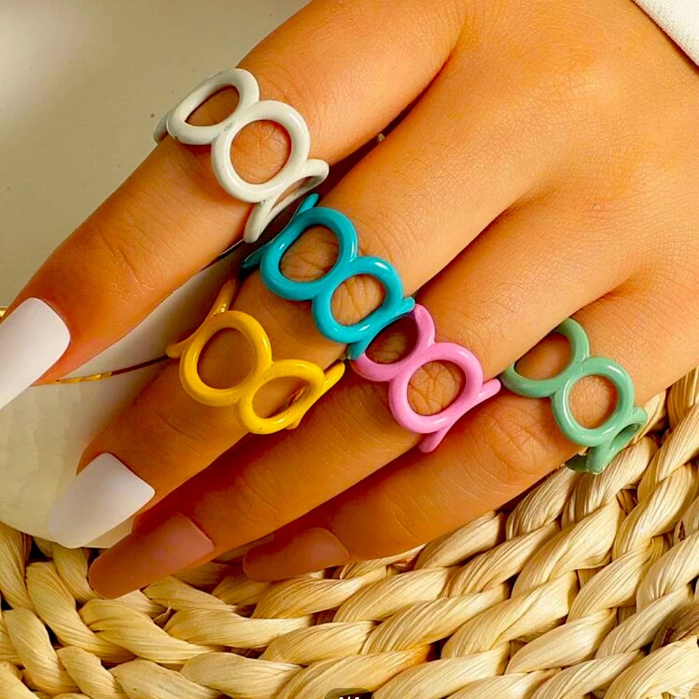 5pcs simple solid ring